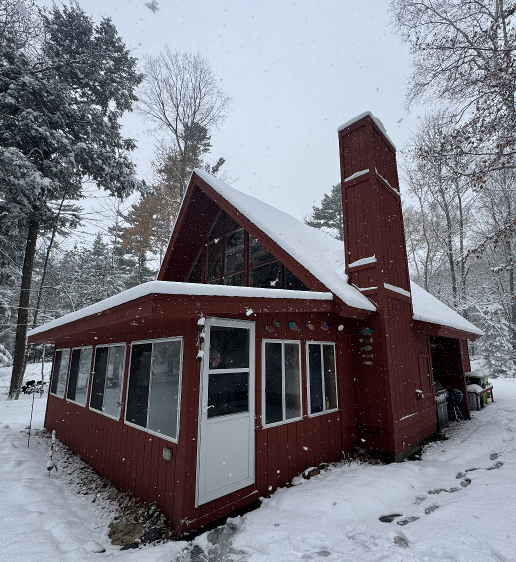 Snow on the roof and the chimney